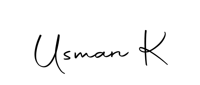 How to make Usman K name signature. Use Autography-DOLnW style for creating short signs online. This is the latest handwritten sign. Usman K signature style 10 images and pictures png