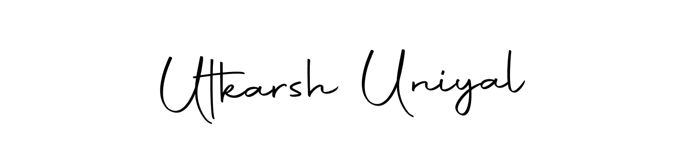 How to make Utkarsh Uniyal name signature. Use Autography-DOLnW style for creating short signs online. This is the latest handwritten sign. Utkarsh Uniyal signature style 10 images and pictures png