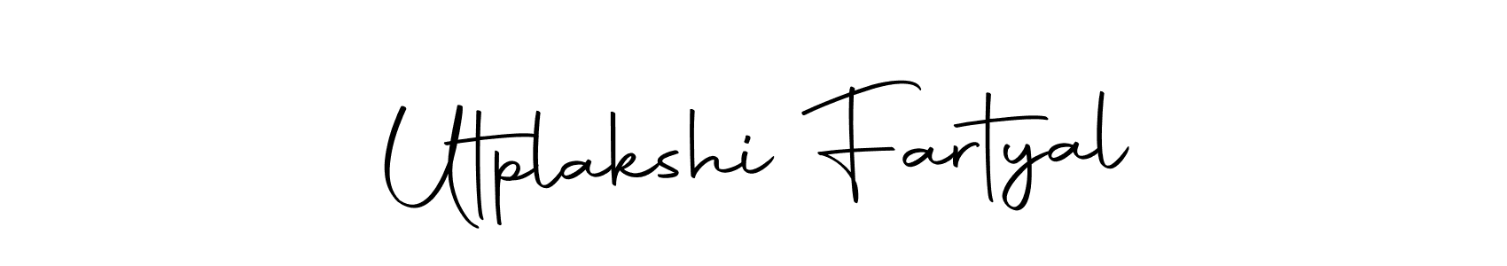 How to make Utplakshi Fartyal name signature. Use Autography-DOLnW style for creating short signs online. This is the latest handwritten sign. Utplakshi Fartyal signature style 10 images and pictures png