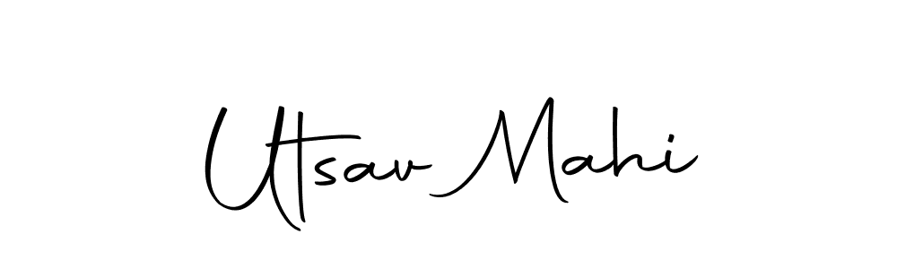 Make a beautiful signature design for name Utsav Mahi. With this signature (Autography-DOLnW) style, you can create a handwritten signature for free. Utsav Mahi signature style 10 images and pictures png