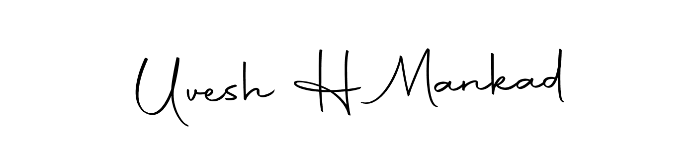 How to make Uvesh H Mankad name signature. Use Autography-DOLnW style for creating short signs online. This is the latest handwritten sign. Uvesh H Mankad signature style 10 images and pictures png