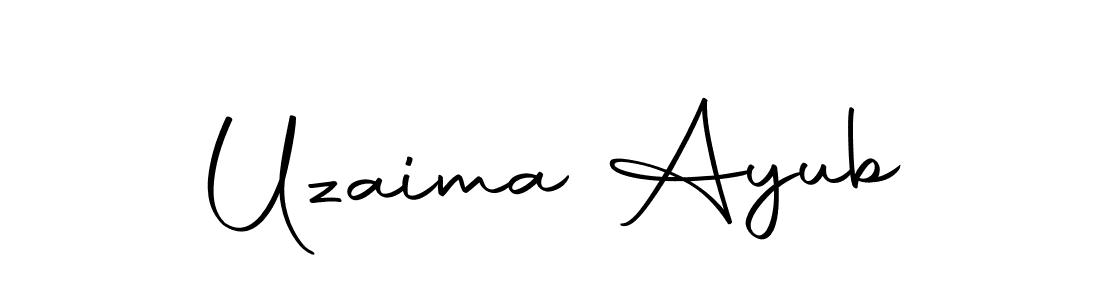 How to make Uzaima Ayub name signature. Use Autography-DOLnW style for creating short signs online. This is the latest handwritten sign. Uzaima Ayub signature style 10 images and pictures png