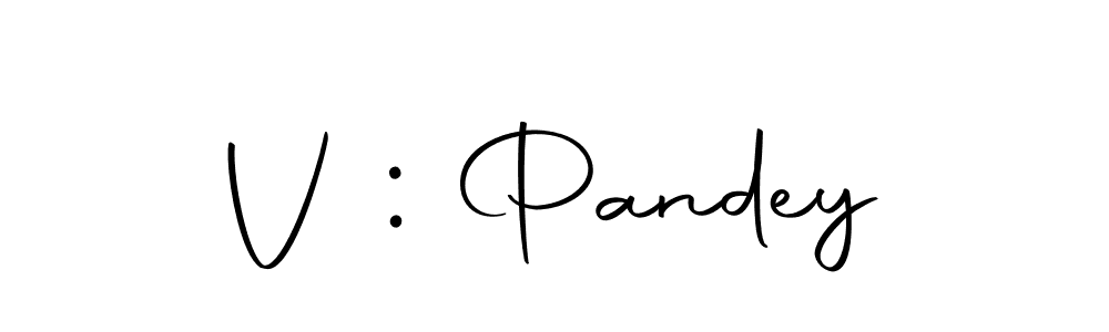 Design your own signature with our free online signature maker. With this signature software, you can create a handwritten (Autography-DOLnW) signature for name V : Pandey. V : Pandey signature style 10 images and pictures png
