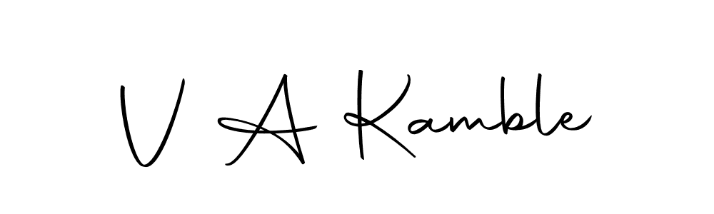 Create a beautiful signature design for name V A Kamble. With this signature (Autography-DOLnW) fonts, you can make a handwritten signature for free. V A Kamble signature style 10 images and pictures png