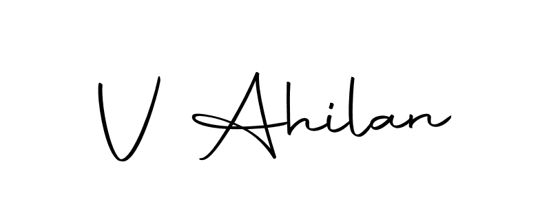 Also we have V Ahilan name is the best signature style. Create professional handwritten signature collection using Autography-DOLnW autograph style. V Ahilan signature style 10 images and pictures png