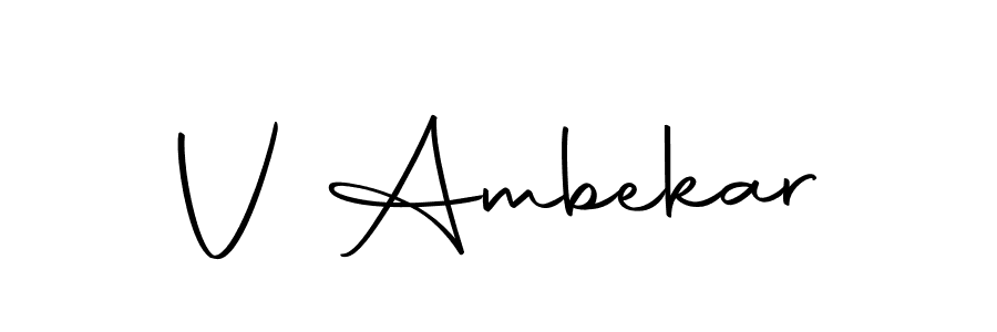 Create a beautiful signature design for name V Ambekar. With this signature (Autography-DOLnW) fonts, you can make a handwritten signature for free. V Ambekar signature style 10 images and pictures png