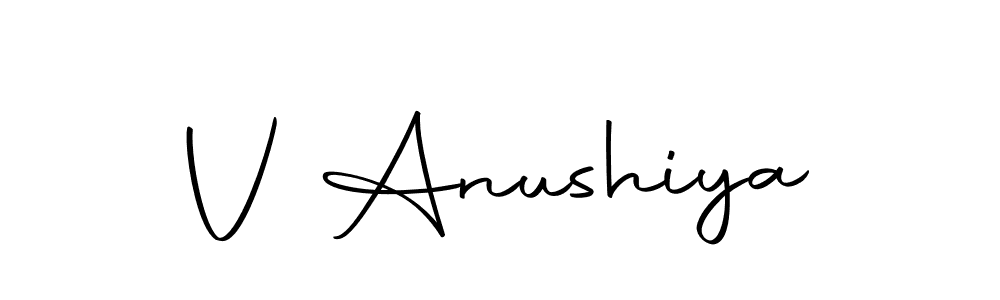 Use a signature maker to create a handwritten signature online. With this signature software, you can design (Autography-DOLnW) your own signature for name V Anushiya. V Anushiya signature style 10 images and pictures png