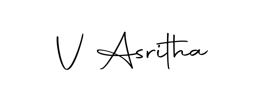 You should practise on your own different ways (Autography-DOLnW) to write your name (V Asritha) in signature. don't let someone else do it for you. V Asritha signature style 10 images and pictures png