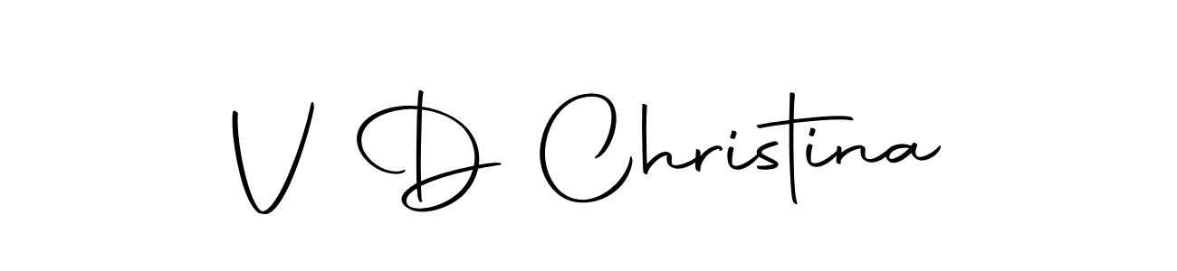 Use a signature maker to create a handwritten signature online. With this signature software, you can design (Autography-DOLnW) your own signature for name V D Christina. V D Christina signature style 10 images and pictures png