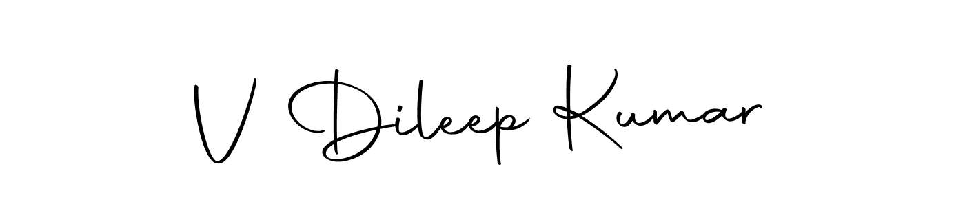 You should practise on your own different ways (Autography-DOLnW) to write your name (V Dileep Kumar) in signature. don't let someone else do it for you. V Dileep Kumar signature style 10 images and pictures png