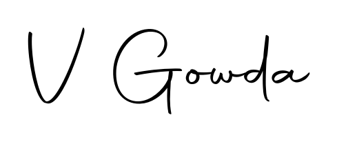 Try this chic V Gowda handwritten sign style. Using Autography-DOLnW font elements, it gives your name a sleek, memorable identity. V Gowda signature style 10 images and pictures png