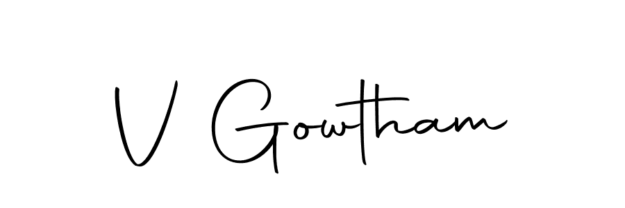 Create a beautiful signature design for name V Gowtham. With this signature (Autography-DOLnW) fonts, you can make a handwritten signature for free. V Gowtham signature style 10 images and pictures png