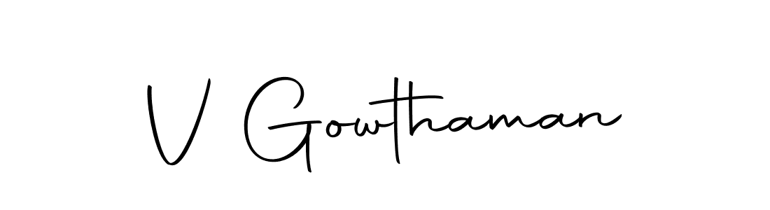 You can use this online signature creator to create a handwritten signature for the name V Gowthaman. This is the best online autograph maker. V Gowthaman signature style 10 images and pictures png