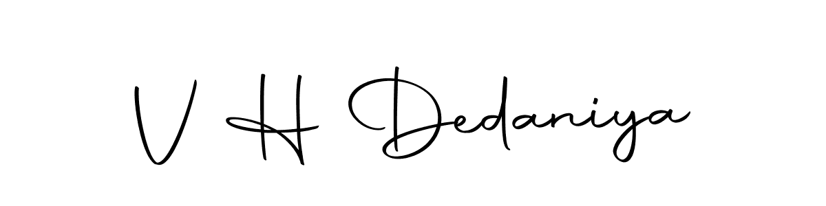 Create a beautiful signature design for name V H Dedaniya. With this signature (Autography-DOLnW) fonts, you can make a handwritten signature for free. V H Dedaniya signature style 10 images and pictures png