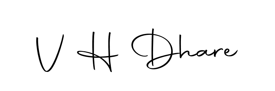 How to make V H Dhare name signature. Use Autography-DOLnW style for creating short signs online. This is the latest handwritten sign. V H Dhare signature style 10 images and pictures png