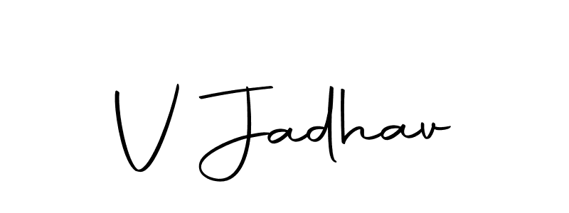 Design your own signature with our free online signature maker. With this signature software, you can create a handwritten (Autography-DOLnW) signature for name V Jadhav. V Jadhav signature style 10 images and pictures png