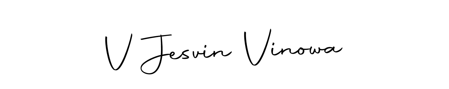 How to make V Jesvin Vinowa name signature. Use Autography-DOLnW style for creating short signs online. This is the latest handwritten sign. V Jesvin Vinowa signature style 10 images and pictures png