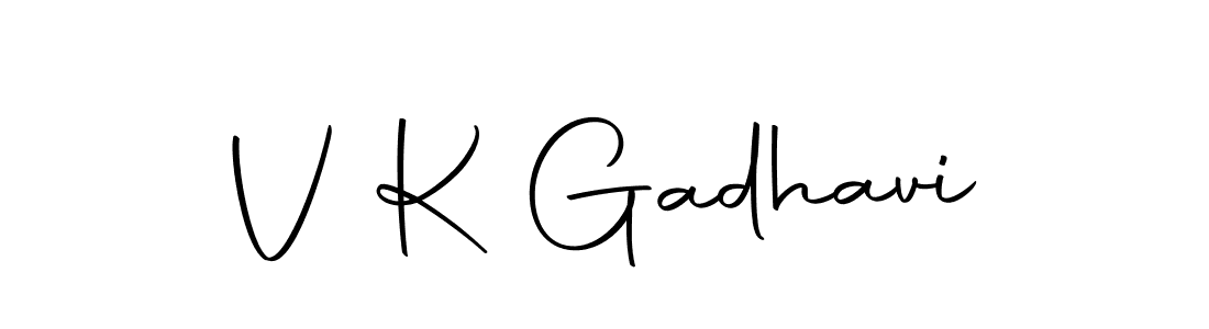 Create a beautiful signature design for name V K Gadhavi. With this signature (Autography-DOLnW) fonts, you can make a handwritten signature for free. V K Gadhavi signature style 10 images and pictures png