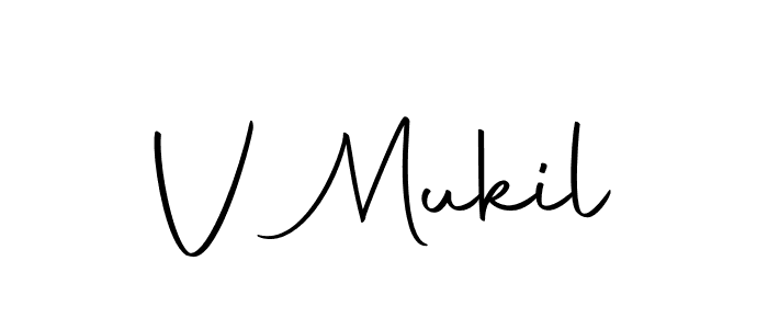 Also we have V Mukil name is the best signature style. Create professional handwritten signature collection using Autography-DOLnW autograph style. V Mukil signature style 10 images and pictures png