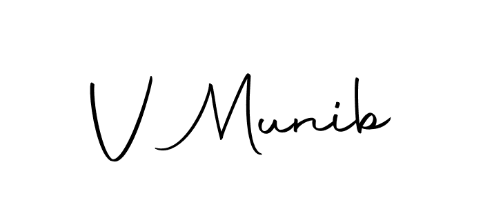 Also we have V Munib name is the best signature style. Create professional handwritten signature collection using Autography-DOLnW autograph style. V Munib signature style 10 images and pictures png