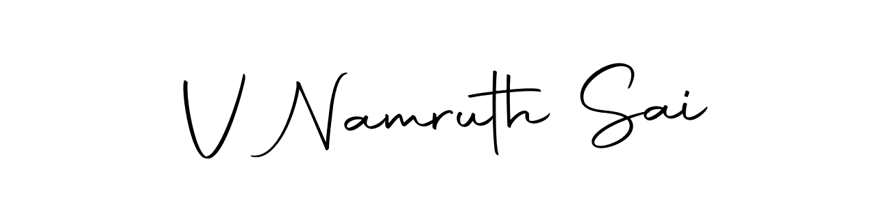 You should practise on your own different ways (Autography-DOLnW) to write your name (V Namruth Sai) in signature. don't let someone else do it for you. V Namruth Sai signature style 10 images and pictures png