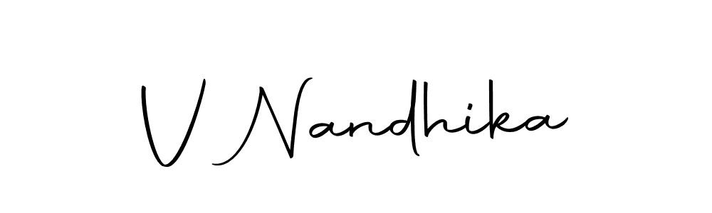 Use a signature maker to create a handwritten signature online. With this signature software, you can design (Autography-DOLnW) your own signature for name V Nandhika. V Nandhika signature style 10 images and pictures png