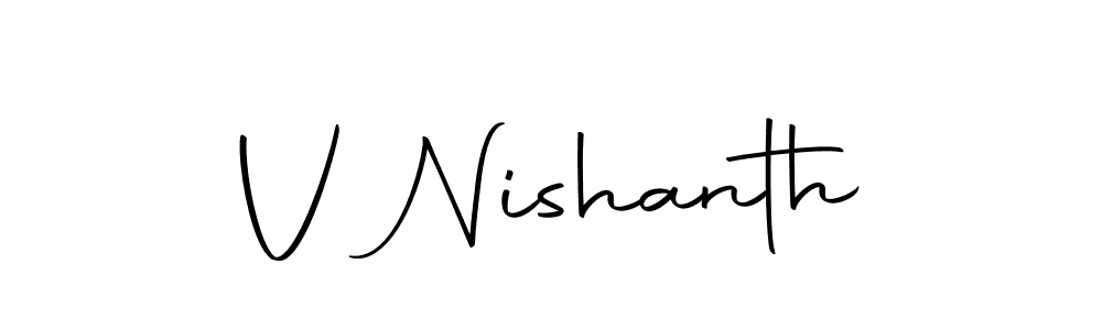 Also we have V Nishanth name is the best signature style. Create professional handwritten signature collection using Autography-DOLnW autograph style. V Nishanth signature style 10 images and pictures png