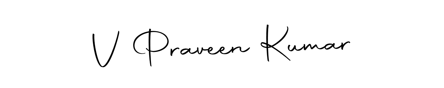 Create a beautiful signature design for name V Praveen Kumar. With this signature (Autography-DOLnW) fonts, you can make a handwritten signature for free. V Praveen Kumar signature style 10 images and pictures png