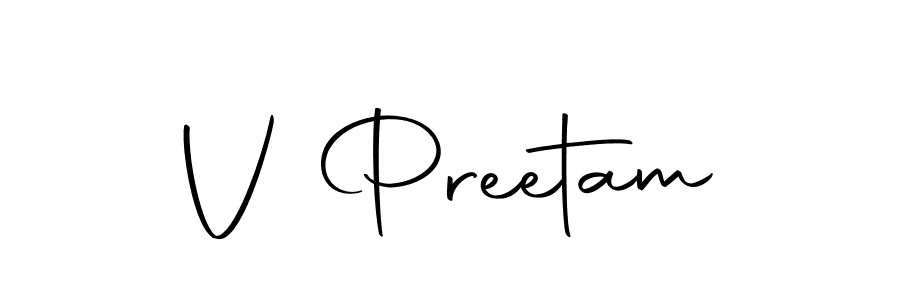 Use a signature maker to create a handwritten signature online. With this signature software, you can design (Autography-DOLnW) your own signature for name V Preetam. V Preetam signature style 10 images and pictures png