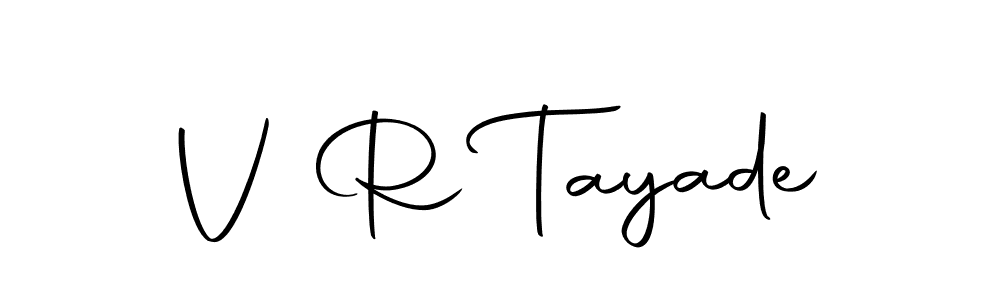 How to make V R Tayade name signature. Use Autography-DOLnW style for creating short signs online. This is the latest handwritten sign. V R Tayade signature style 10 images and pictures png