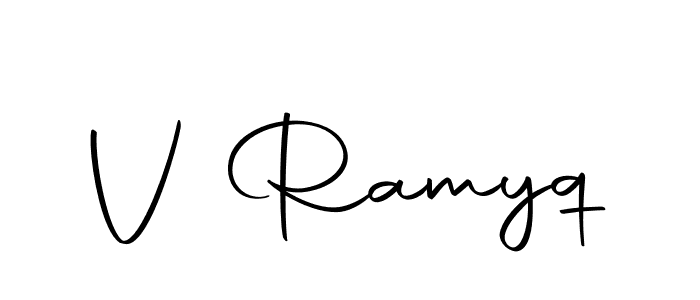 You should practise on your own different ways (Autography-DOLnW) to write your name (V Ramyq) in signature. don't let someone else do it for you. V Ramyq signature style 10 images and pictures png