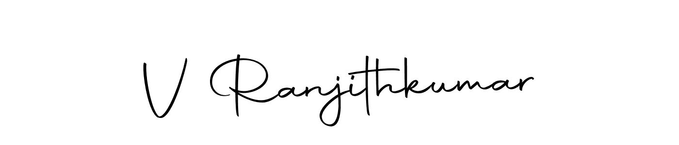 How to make V Ranjithkumar name signature. Use Autography-DOLnW style for creating short signs online. This is the latest handwritten sign. V Ranjithkumar signature style 10 images and pictures png