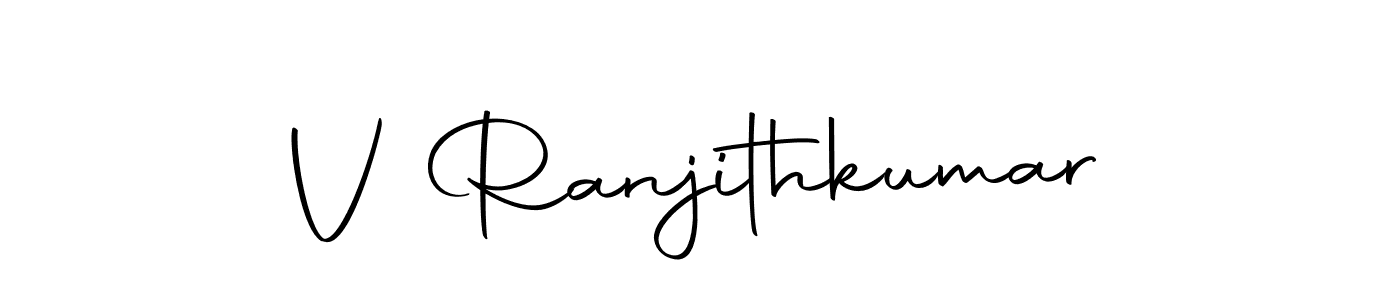 How to make V Ranjithkumar name signature. Use Autography-DOLnW style for creating short signs online. This is the latest handwritten sign. V Ranjithkumar signature style 10 images and pictures png