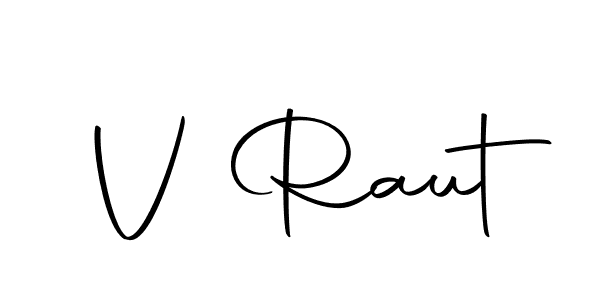 How to make V Raut name signature. Use Autography-DOLnW style for creating short signs online. This is the latest handwritten sign. V Raut signature style 10 images and pictures png