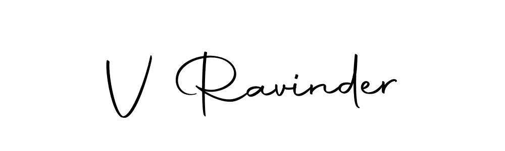 How to make V Ravinder name signature. Use Autography-DOLnW style for creating short signs online. This is the latest handwritten sign. V Ravinder signature style 10 images and pictures png