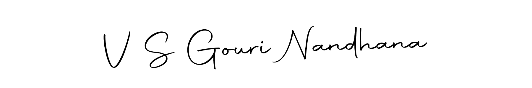 The best way (Autography-DOLnW) to make a short signature is to pick only two or three words in your name. The name V S Gouri Nandhana include a total of six letters. For converting this name. V S Gouri Nandhana signature style 10 images and pictures png