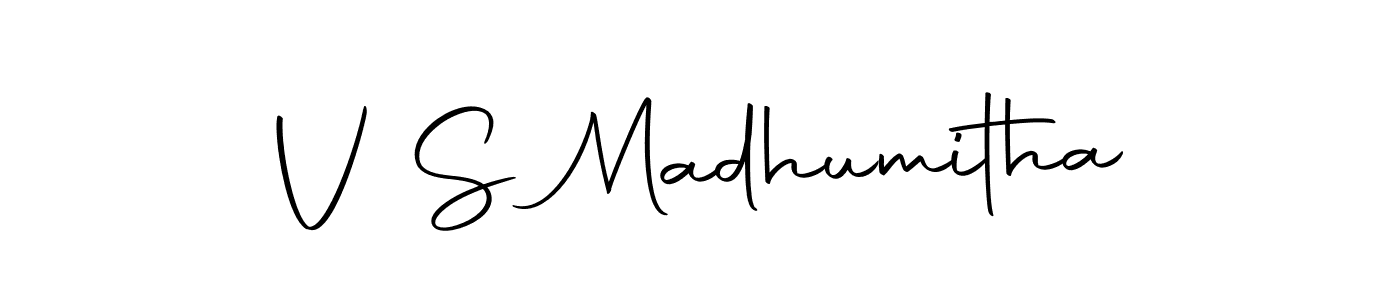 Create a beautiful signature design for name V S Madhumitha. With this signature (Autography-DOLnW) fonts, you can make a handwritten signature for free. V S Madhumitha signature style 10 images and pictures png