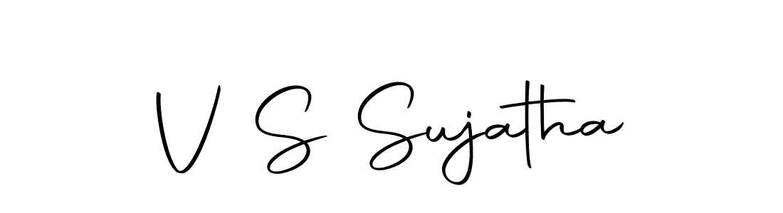 You should practise on your own different ways (Autography-DOLnW) to write your name (V S Sujatha) in signature. don't let someone else do it for you. V S Sujatha signature style 10 images and pictures png