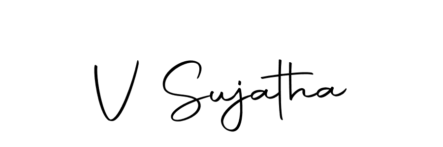 You should practise on your own different ways (Autography-DOLnW) to write your name (V Sujatha) in signature. don't let someone else do it for you. V Sujatha signature style 10 images and pictures png