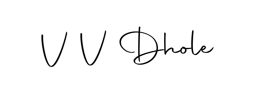 How to make V V Dhole name signature. Use Autography-DOLnW style for creating short signs online. This is the latest handwritten sign. V V Dhole signature style 10 images and pictures png