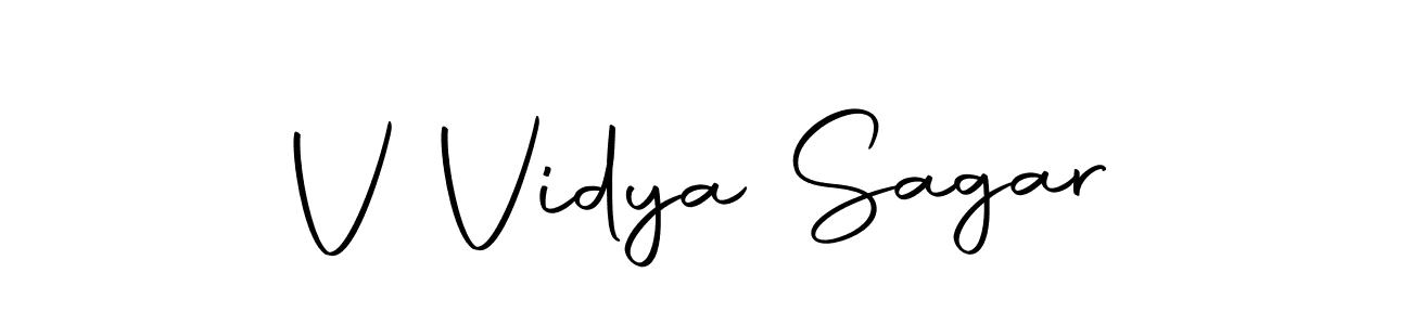 How to make V Vidya Sagar name signature. Use Autography-DOLnW style for creating short signs online. This is the latest handwritten sign. V Vidya Sagar signature style 10 images and pictures png