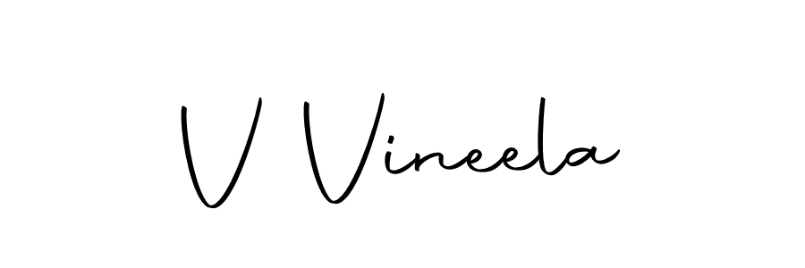You should practise on your own different ways (Autography-DOLnW) to write your name (V Vineela) in signature. don't let someone else do it for you. V Vineela signature style 10 images and pictures png