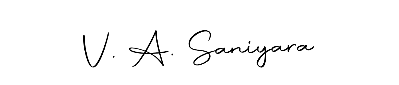 How to make V. A. Saniyara name signature. Use Autography-DOLnW style for creating short signs online. This is the latest handwritten sign. V. A. Saniyara signature style 10 images and pictures png