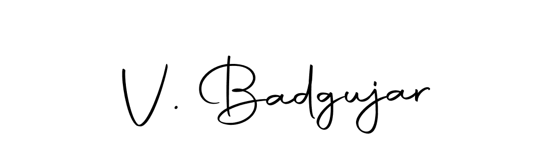 How to make V. Badgujar name signature. Use Autography-DOLnW style for creating short signs online. This is the latest handwritten sign. V. Badgujar signature style 10 images and pictures png