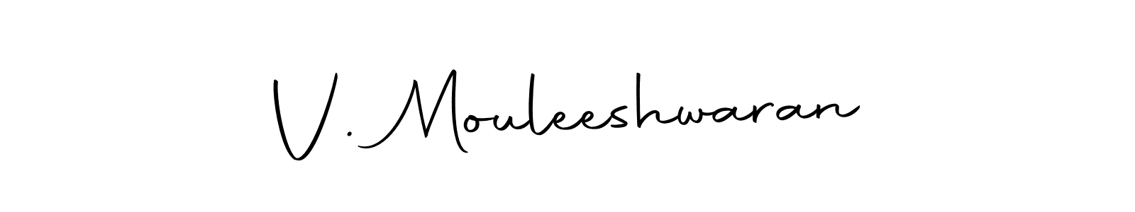 The best way (Autography-DOLnW) to make a short signature is to pick only two or three words in your name. The name V. Mouleeshwaran include a total of six letters. For converting this name. V. Mouleeshwaran signature style 10 images and pictures png