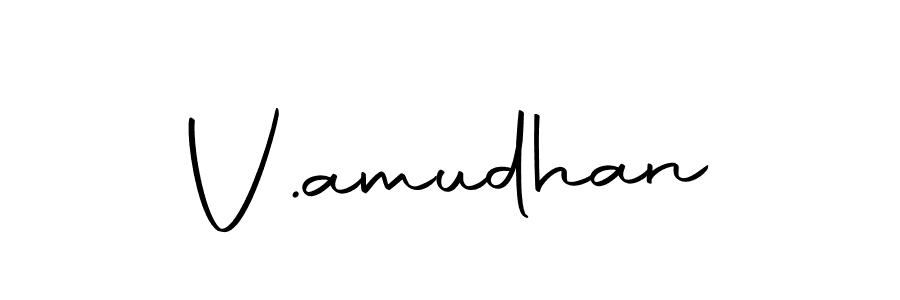 Use a signature maker to create a handwritten signature online. With this signature software, you can design (Autography-DOLnW) your own signature for name V.amudhan. V.amudhan signature style 10 images and pictures png