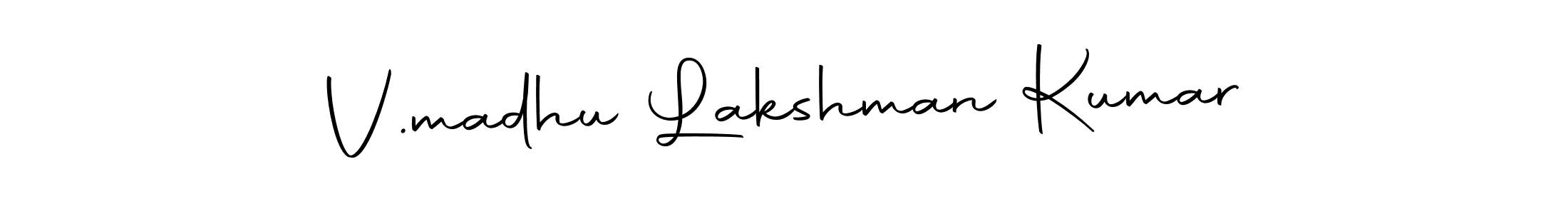 You should practise on your own different ways (Autography-DOLnW) to write your name (V.madhu Lakshman Kumar) in signature. don't let someone else do it for you. V.madhu Lakshman Kumar signature style 10 images and pictures png