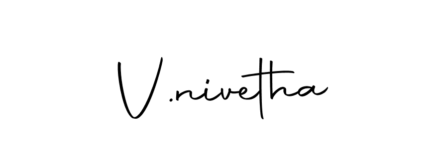 The best way (Autography-DOLnW) to make a short signature is to pick only two or three words in your name. The name V.nivetha include a total of six letters. For converting this name. V.nivetha signature style 10 images and pictures png