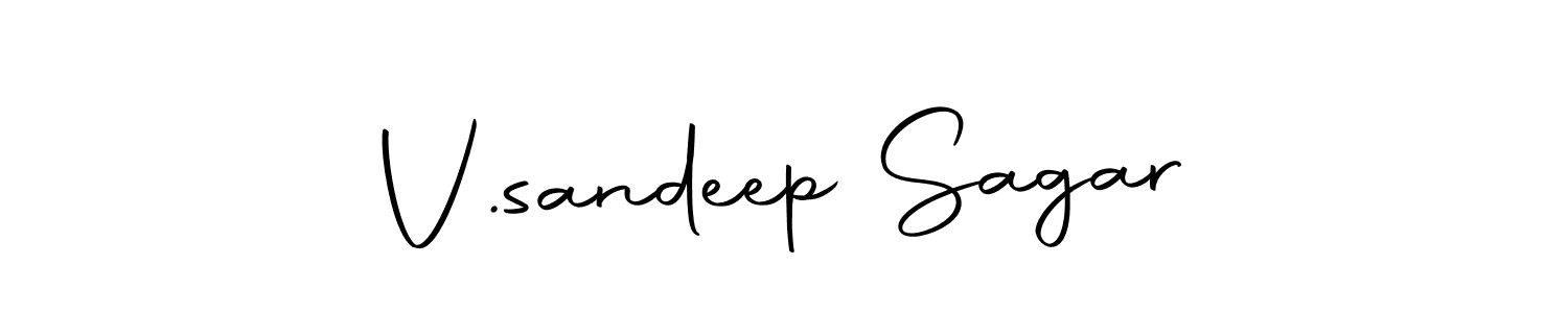 You should practise on your own different ways (Autography-DOLnW) to write your name (V.sandeep Sagar) in signature. don't let someone else do it for you. V.sandeep Sagar signature style 10 images and pictures png