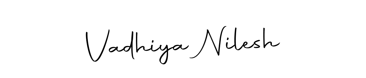 How to make Vadhiya Nilesh name signature. Use Autography-DOLnW style for creating short signs online. This is the latest handwritten sign. Vadhiya Nilesh signature style 10 images and pictures png